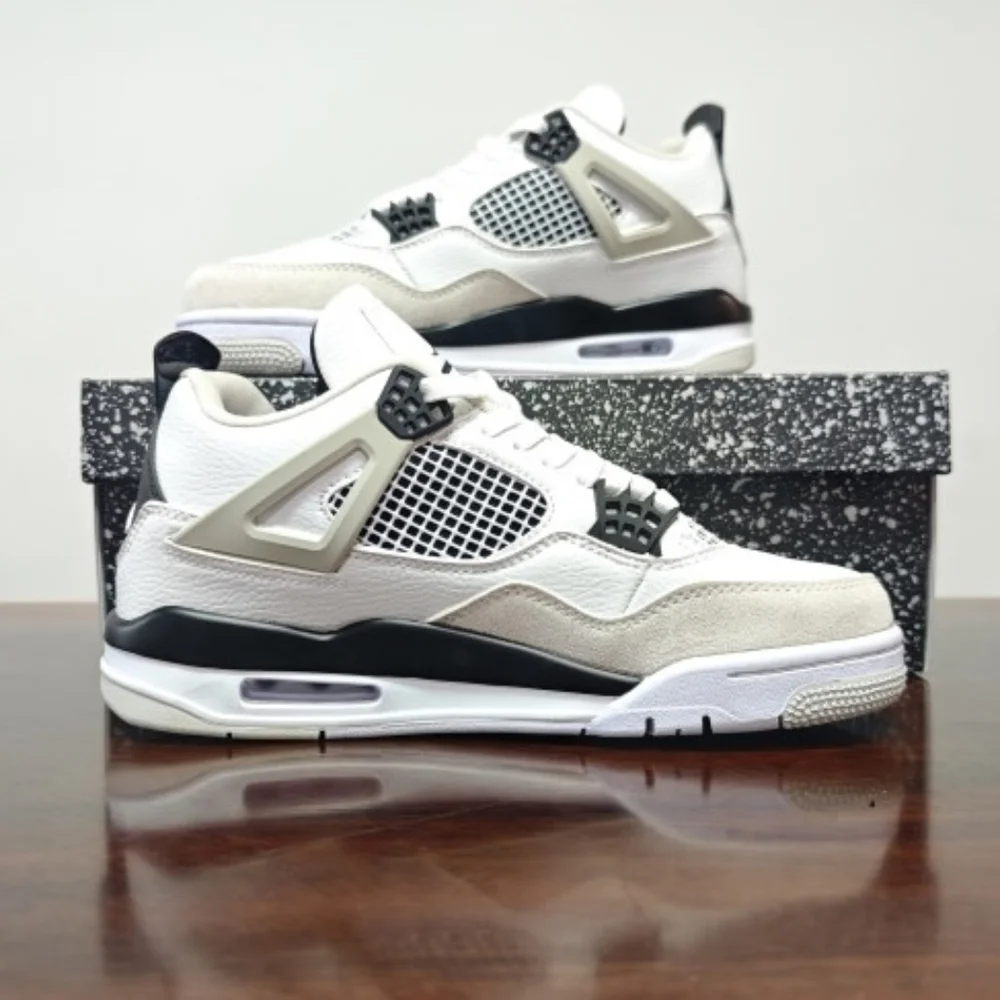 New With Box Air Jordan 4 Military Black (White Black Neutral Grey)